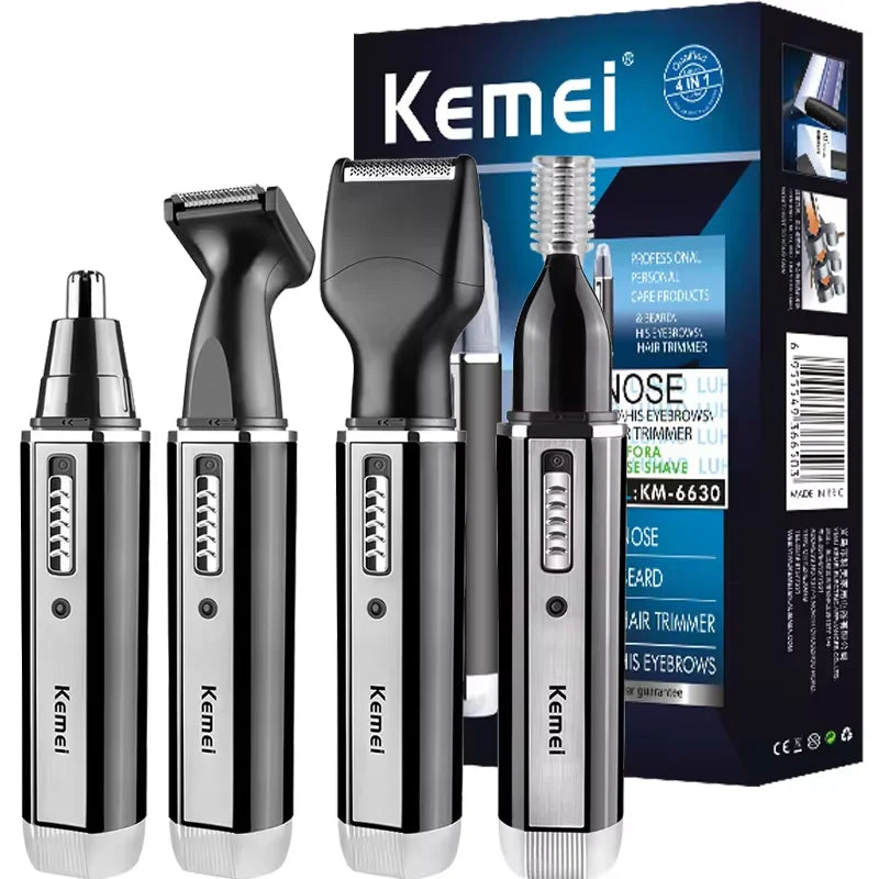 4in1 Aparador de barba recarregável, aparador de barba para homens, orelha, sobrancelha, nariz, aparador de pelos para nariz e orelha, máquina limpa de remoção de pelos