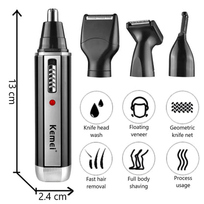 4in1 Aparador de barba recarregável, aparador de barba para homens, orelha, sobrancelha, nariz, aparador de pelos para nariz e orelha, máquina limpa de remoção de pelos