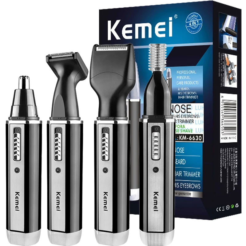4in1 Aparador de barba recarregável, aparador de barba para homens, orelha, sobrancelha, nariz, aparador de pelos para nariz e orelha, máquina limpa de remoção de pelos