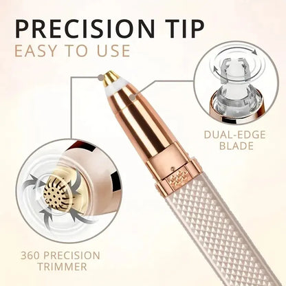 1pc recarregável 2-em-1 navalha de sobrancelha e barbeador de cabelo com luz led-remover sem dor penugem de pêssego, pêlos faciais, sobrancelhas, lábios