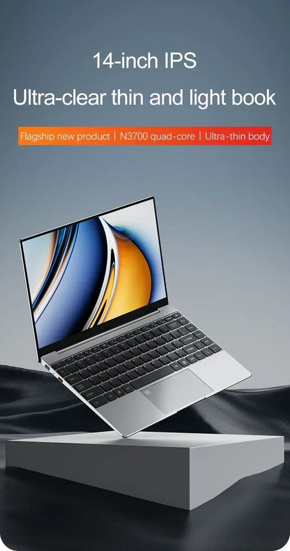 14.1" laptop ultra fino 16gb ram 2tb ssd intel n3700 notebook gamer windows 11 pro 1920*1080 display escritório estudo computador pc