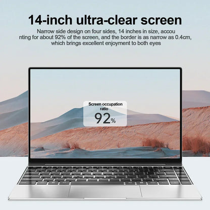 14.1" laptop ultra fino 16gb ram 2tb ssd intel n3700 notebook gamer windows 11 pro 1920*1080 display escritório estudo computador pc